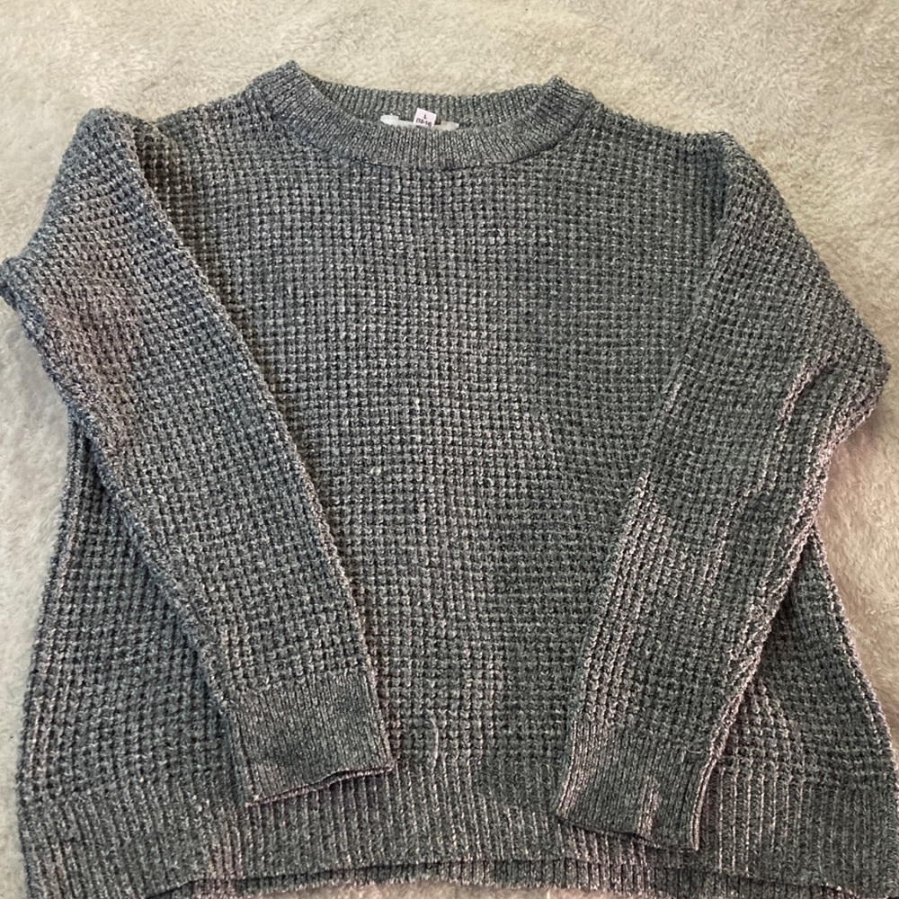 Time and Tru Charcoal Waffle Knit Sweater